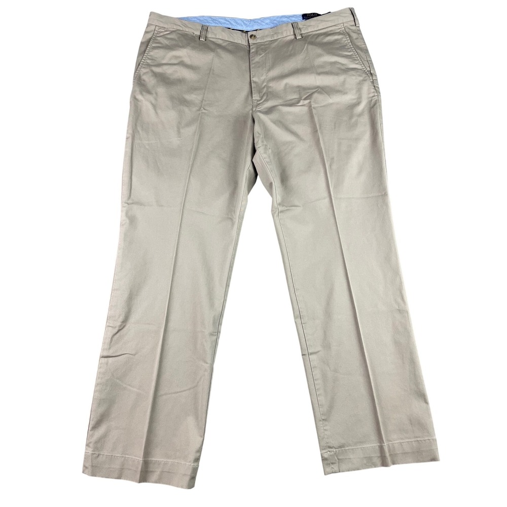 Polo Ralph Lauren Chino Pants Twill Mens 42x32 Khaki Tan Stretch Classic Fit EUC - Picture 1 of 11